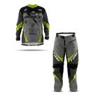 Calça e Camisa Motocross Insane X Cinza e Amarelo (Tamanhos) Cam. Gg - Cal. 50