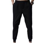 Calça em moletom flanelada com 2 bolsos e cordão de ajuste unissex barra com punhos