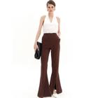 Calça Fatima Modelo Flare Marrom Tamanho 38 Fem Nanaminze