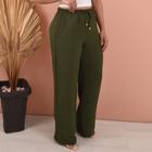 Calça Feminina Alfaiataria Estilo Pantalona Básica Com Bolso