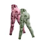 Calça Feminina De Cintura Alta Sem Costura Tie Dye Yoga 2 Peças Leggings De Treino Fitness Academia - others