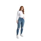 Calça Feminina Enfim Skinny Cintura Alta Barra Desfiada