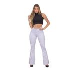 Calça Feminina Flare Branca de Sarja Premium Branca - 153