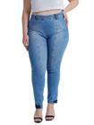 Calça Feminina Jeans Cigarrete Legging Pesponto Safira Plus Size