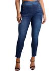 Calça Feminina Jeans Cigarrete Legging Zíper Safira