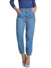 Calça Feminina Jeans Cigarrete Slouchy Clássica Plissada