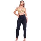 Calça Feminina jeans Mom Detalhes Rasgado e Cintura Alta com Bolso Linha Premium