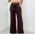 Calça feminina moletinho flare elástico na cintura moda confortável