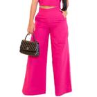 Calça Feminina Pantalona Em Linho Wide Leg Social