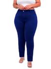 Calça Feminina Plus Size, Sarja Azul, Cigarrete