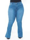 Calça Flare Jeans Feminina Plus Size Clara cintura alta boca larga lycra/elastano