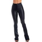 Calça Flare Wolfox Hot Pants Com Zíper e Bolso Cintura Alta Feminina
