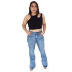 Calça Hering Jeans Feminina Flare Elastano Azul Claro Cintura Média H9FL1CSN