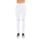 Calça Hot Pant Feminina Com Rasgo no Joelho Branca Lady Rock