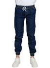 Calça infantil Juvenil Jogger Sarja Jeans Com Elástico Punho Menino