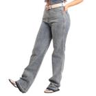 Calça Jeans Azul Stoned Wide Leg Feminina Larga Strass Brilhos Pratas Moda Country Texas Ranch Jeans