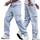 Calça Jeans Balão Baggy Cargo Masculina Corte Reto Larga Dazzling