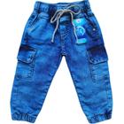 Calça jeans bebe menino com elastano conforto Tam P M e G.