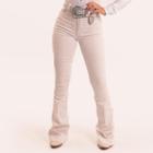 Calça Jeans Branca Feminina Com Brilhos Strass Dourados Cintura Alta Flare Moda Country Texas Ranch Jeans Oficial Exclusiva