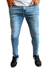 calça jeans c/elastano skinny masculina rasgadas destroyed a pronta entrega