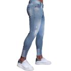 Calça Jeans Destroyed Masculina Skinny Premium Zíper Barra