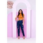 Calça Jeans Escura Rasgada Skinny Feminina Cos Alto Levanta Bumbum Premium