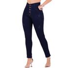 Calça Jeans Feminina Amaciada Azul Escura Skinny Cintura Alta