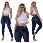 Calça Jeans Feminina Cintura Alta com Lycra Elastano Efeito Empina Bumbum