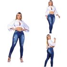 Calça Jeans Feminina Cintura Alta com Lycra Elastano  Efeito Empina Bumbum