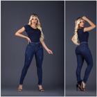 Calça Jeans Feminina Cintura Alta com Lycra Elastano  Efeito Empina Bumbum