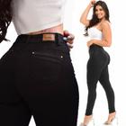 Calça Jeans Feminina Cintura Alta Preta Tecido Premium Original