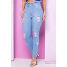 Calça Jeans Feminina Clara Rasgada Desfiada Modelo Skinny