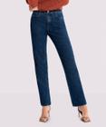 Calça jeans feminina com elastano chapa barriga corte reto