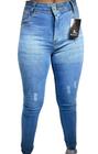 Calça jeans Feminina Escura Skynni Cos Alto - Karfos