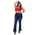 Calça Jeans Feminina Flare Cintura Alta Boca de Sino Pantacourt