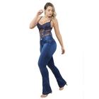 Calça Jeans Feminina Flare Cós Alto Boca de Sino Pronta Entrega