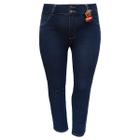 Calça Jeans Feminina Malha Denim Cintura Alta Plus Size