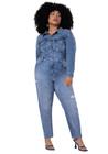 Calça jeans feminina mommy plus size chapa barriga lunender 20513