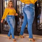 Calça Jeans Feminina Plus Size Cintura Alta Efeito Empina Bumbum