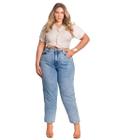 Calça Jeans Feminina Mom Plus Size Básica com Elastano 00229 Escura -  Consciência - Calça Plus Size Feminina - Magazine Luiza