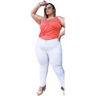 Calça Jeans Feminina Plusize com Lycra Cintura Alta Branca