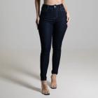 Calça Jeans Feminina Sawary Premium Lavagem Escura Elastano Confortável Levanta Bum Bum Bonita
