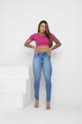 Calça jeans feminina skinny elasticidade cintura alta