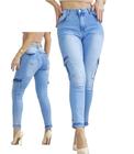 Calça Jeans Feminina Skinny Midi estilo Cargo Blogueira Biotipo