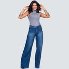 Calça Jeans Feminina Wide Leg Com Bigodes 015018-