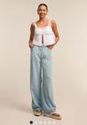 Calça Jeans Feminina Wide Leg Cordão