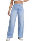 Calça Jeans Feminina Wide Leg Pantalona Cintura Alta