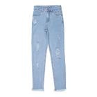 Calça Jeans Juvenil Dipopini Mom Destroyed Azul