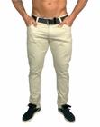 Calça jeans masculina bege sarja tradicional skinny slim lançamento 2024