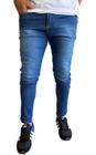 calça jeans masculina c/elastano skinny com rasgos ou lisas a pronta entrega